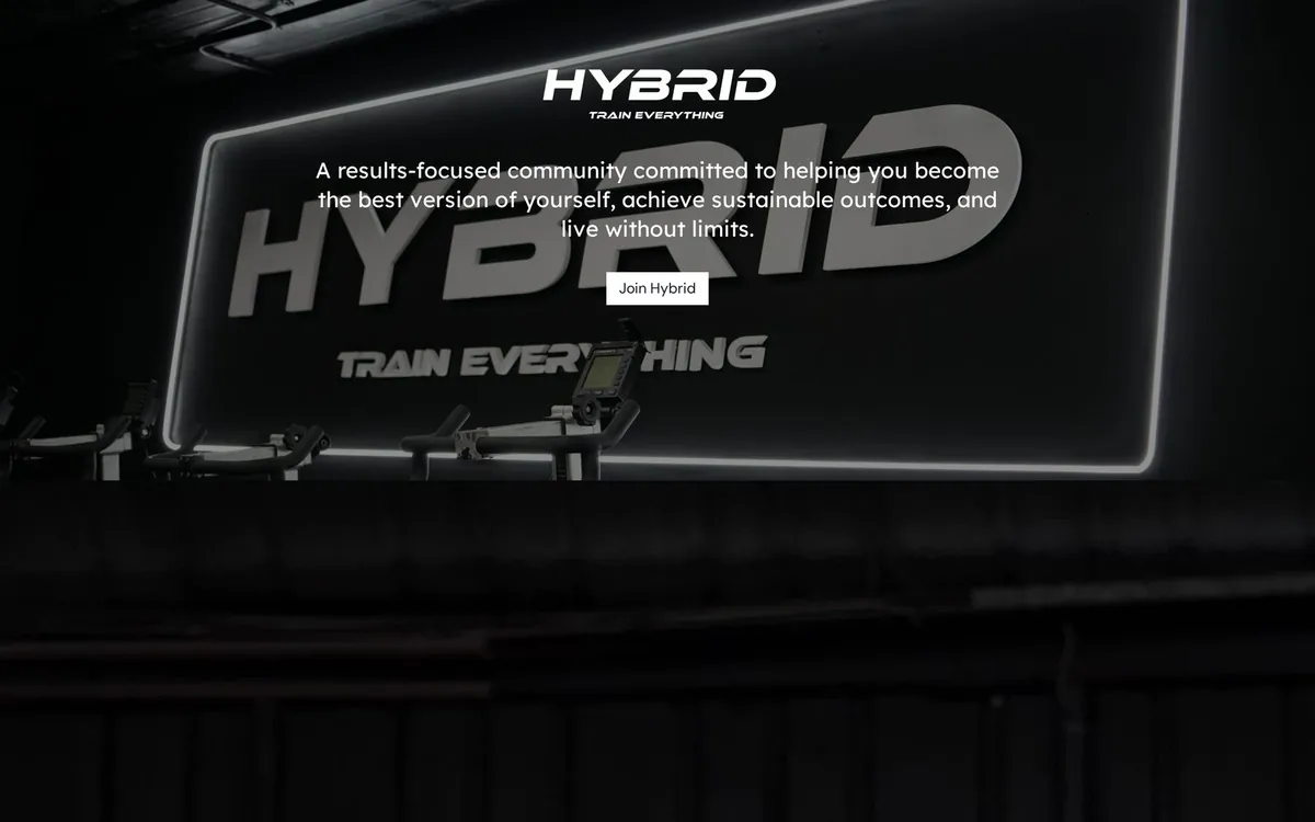 Hybrid Training website shown on a laptop