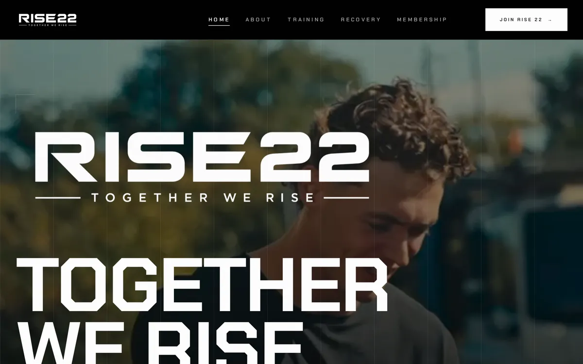 RISE 22 website shown on a laptop