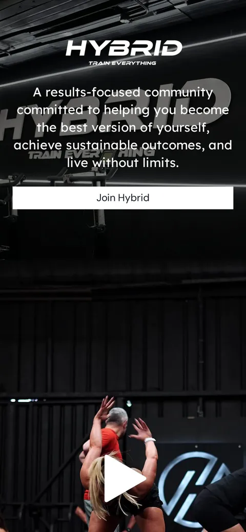 Hybrid Training website shown on a phone