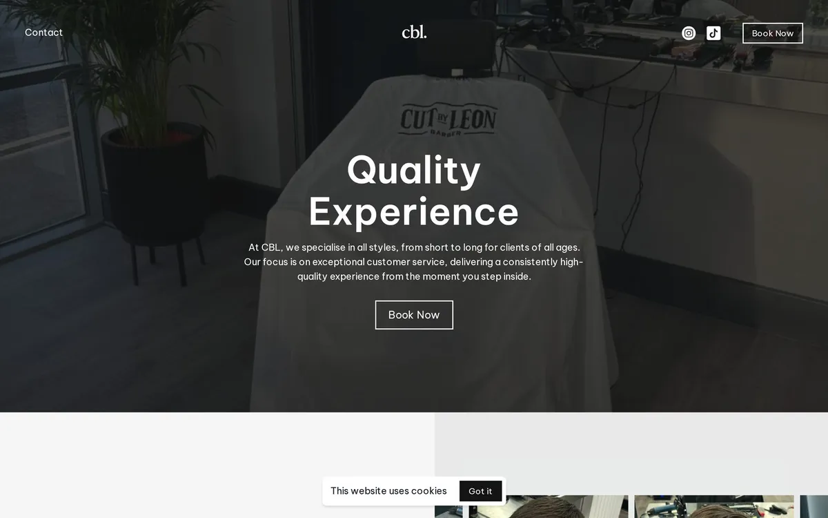CBL Barbershop website shown on a laptop